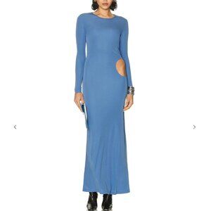 NWOT ZEYNEP ARCAY Cut Out Long Sleeve Dress in Blue size 0